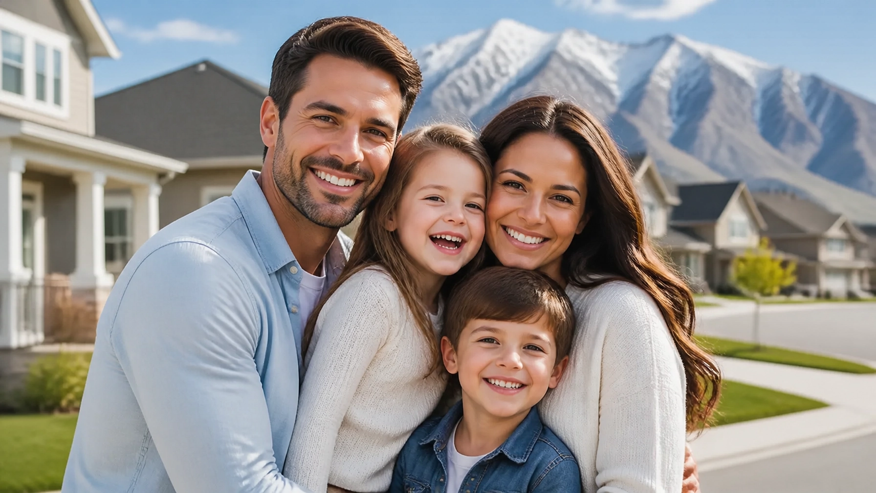 Family smiling together in Salt Lake City